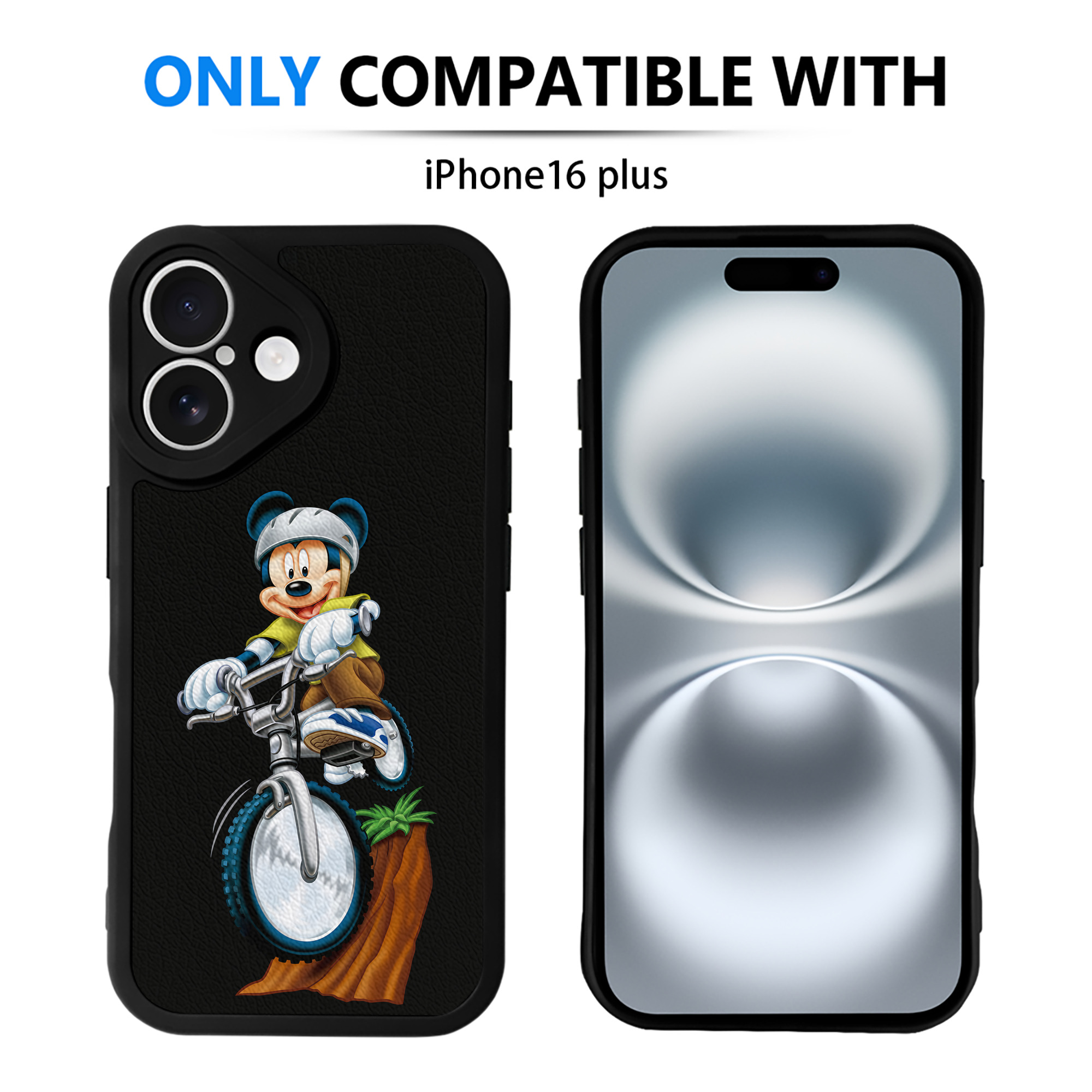 （画像用） ミッキーマウス Mickey Mouse 【iPhone 16シリーズ対応】シリコンスマホケース（レザー調） 材質：シリコン